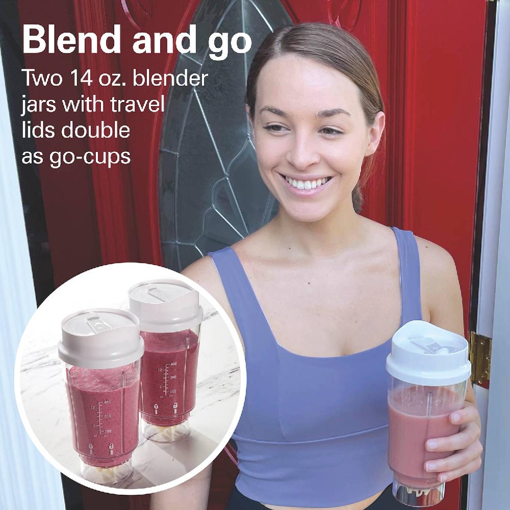 Hamilton Beach Smoothie Blender With 2 Travel Jars And 2 Lids