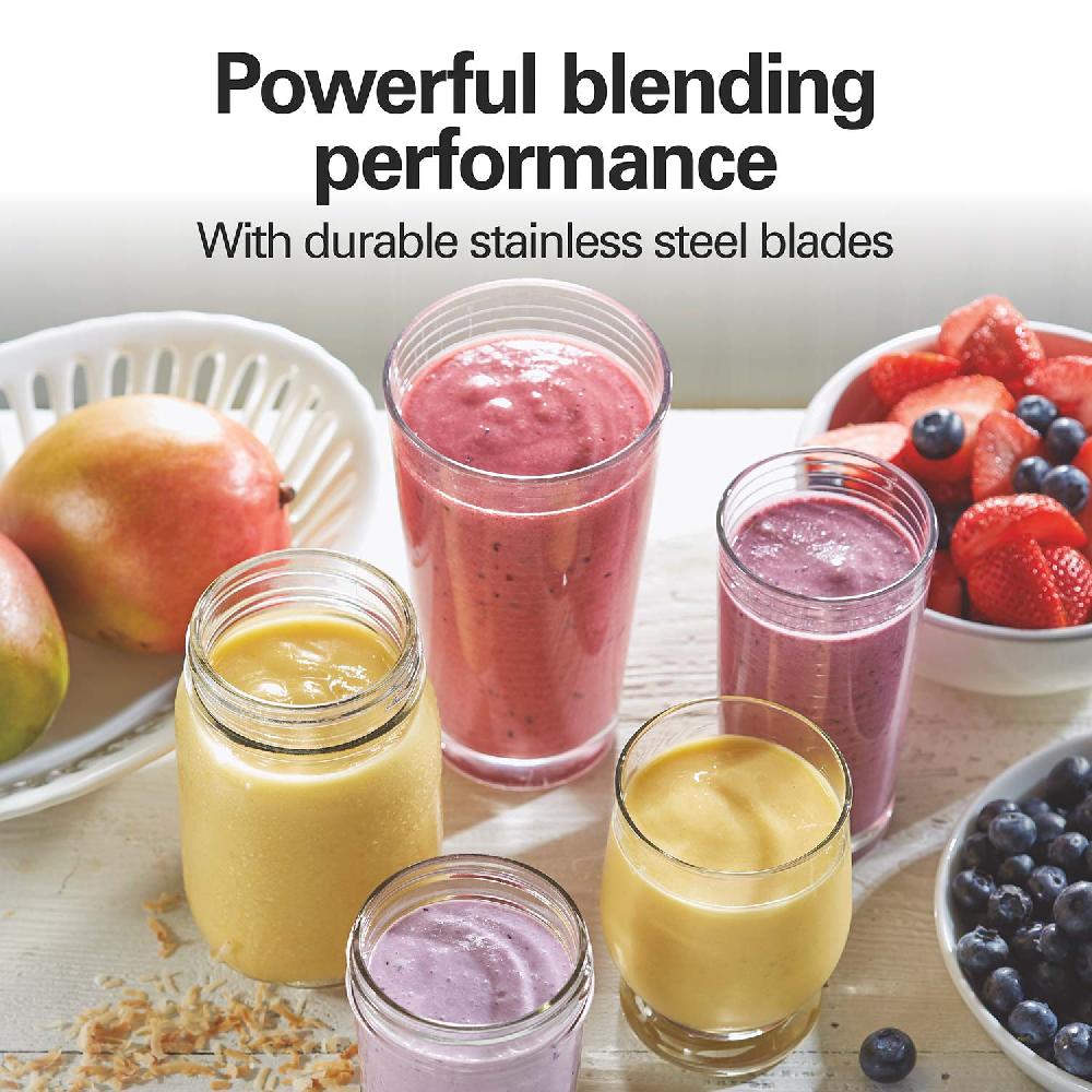 Hamilton Beach Smoothie Blender With 2 Travel Jars And 2 Lids