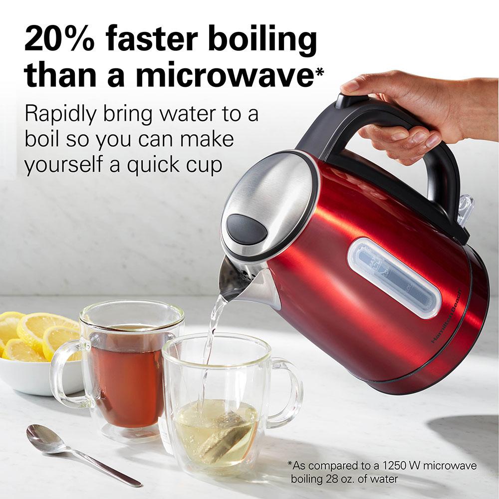 Hamilton Beach Stainless Steel Electric Kettle With LED Light Ring Red