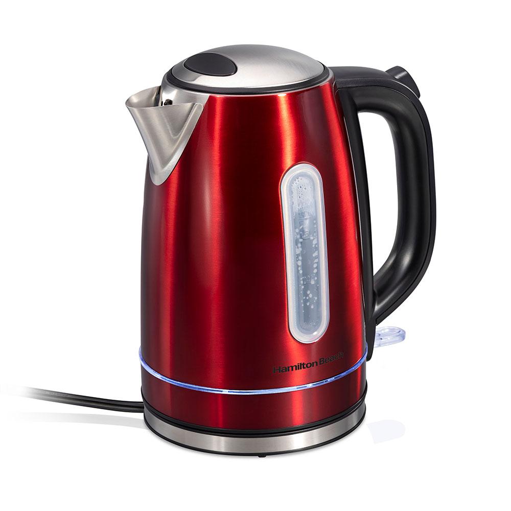 hamilton beach Stainless Steel Electric Kettle with LED Light Ring Red