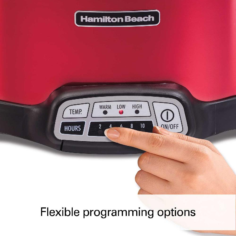 Hamilton Beach Stay Or Go® Programmable Slow Cooker With Party Dipper Red