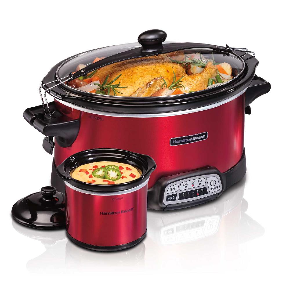 hamilton beach Stay or Go® Programmable Slow Cooker with Party Dipper Red