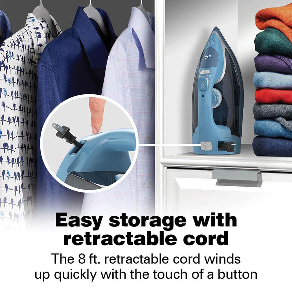 Hamilton Beach Steam Iron With Retractable Cord Blue