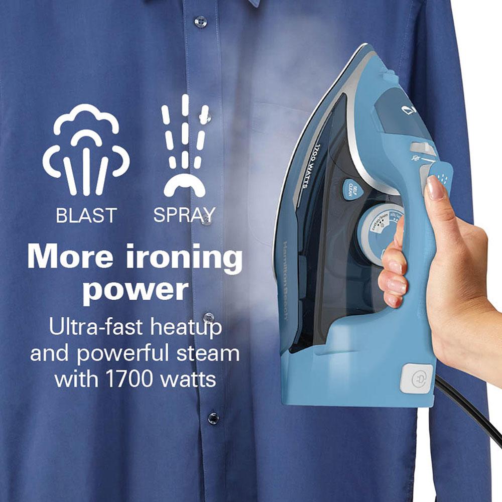 Hamilton Beach Steam Iron With Retractable Cord Blue