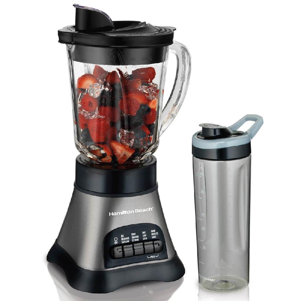 hamilton beach Wave Crusher® Blender with 40oz Glass Jar & Blend-in Travel Jar Gray