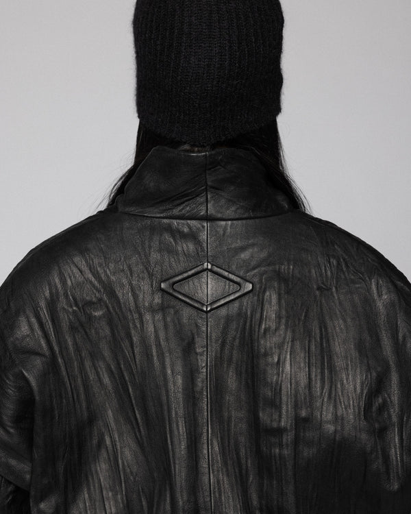 Han Kjobenhavn Crinkle Leather Bomber Jacket - Black