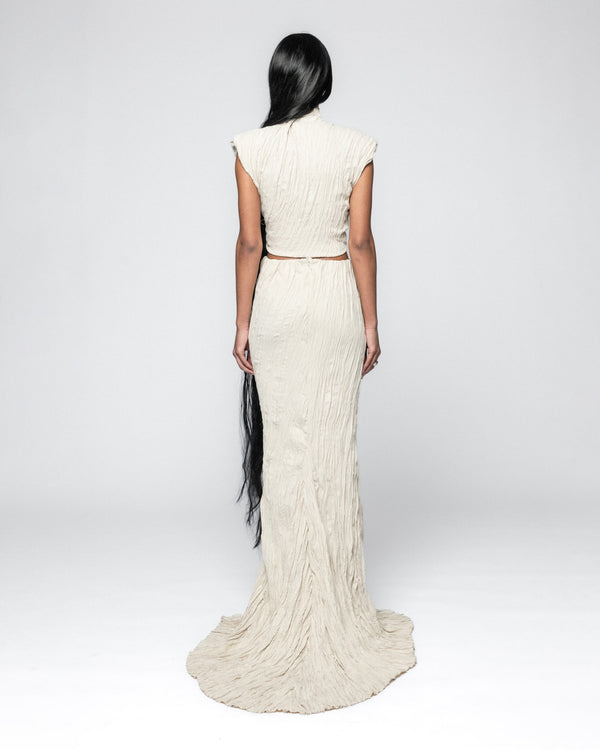 Han Kjobenhavn Crinkle Maxi Skirt - White Grey