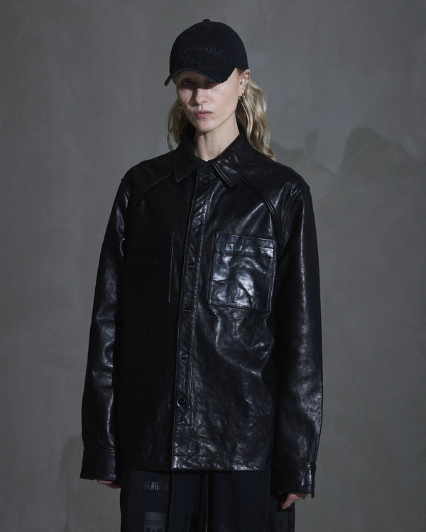 Han Kjobenhavn Crunch Leather Overshirt - Black