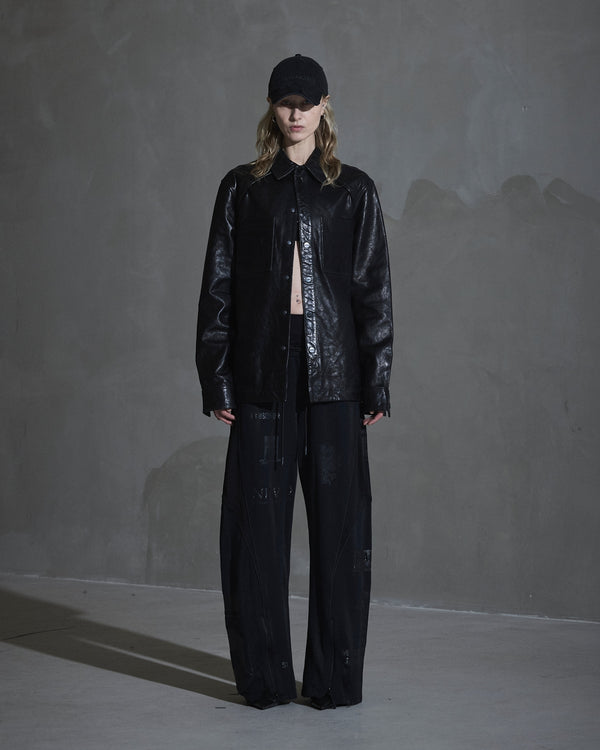 han kjobenhavn Crunch Leather Overshirt - Black