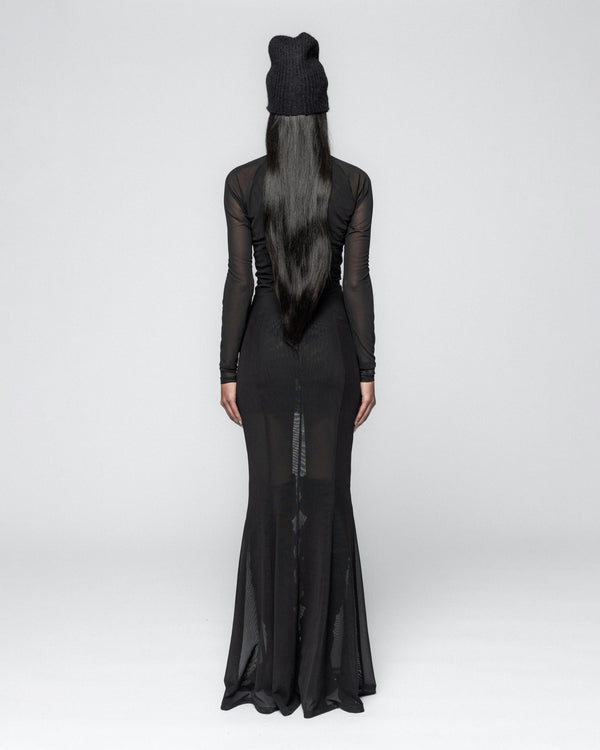 Han Kjobenhavn Draped Mesh Dress - Anthracite Black