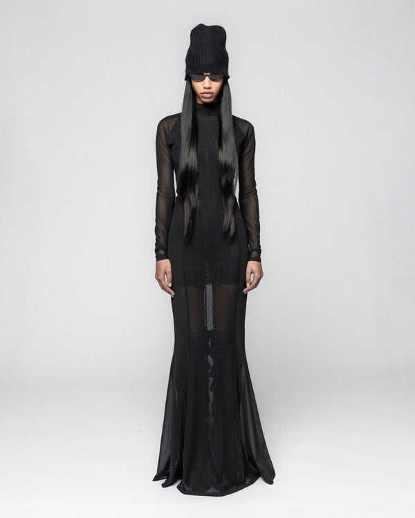 han kjobenhavn Draped Mesh Dress - Anthracite Black
