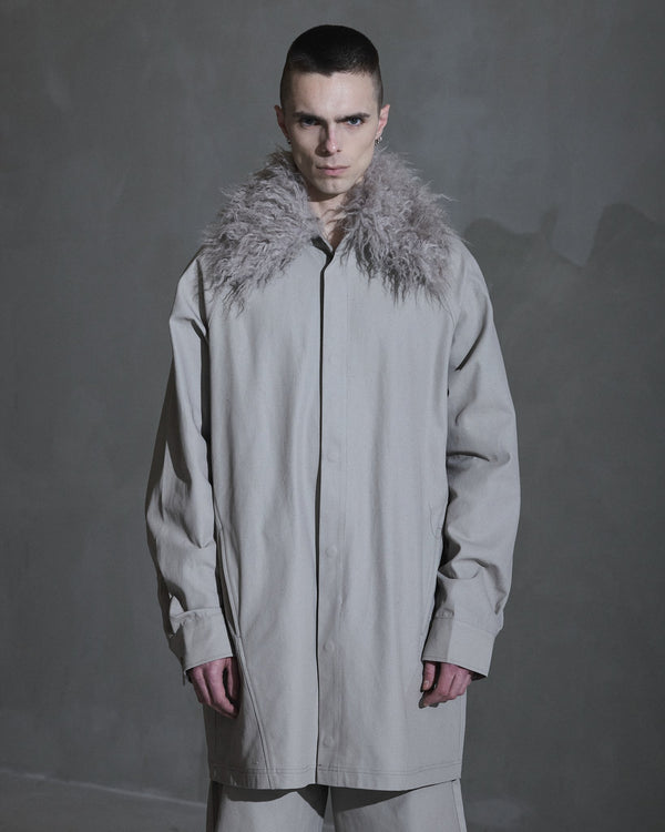 Han Kjobenhavn Faux Fur Collared Shirt - Rock Grey