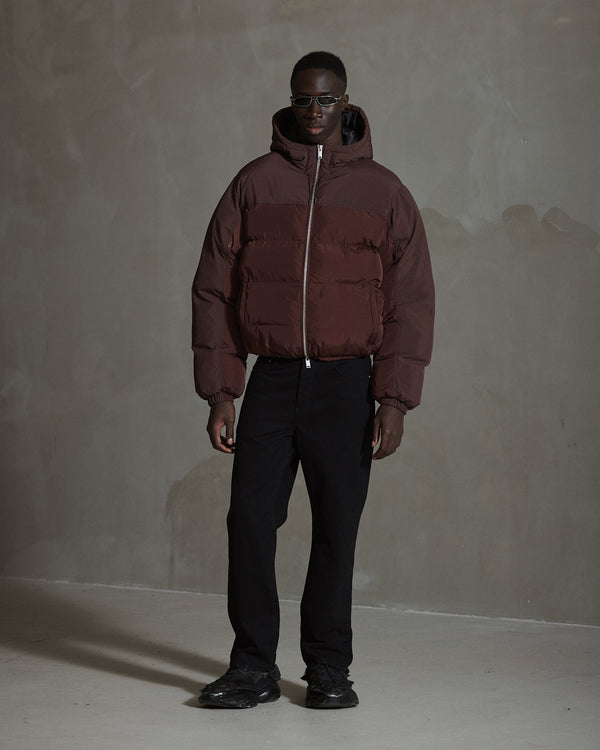 han kjobenhavn Hooded Puffer Jacket - Burgundy