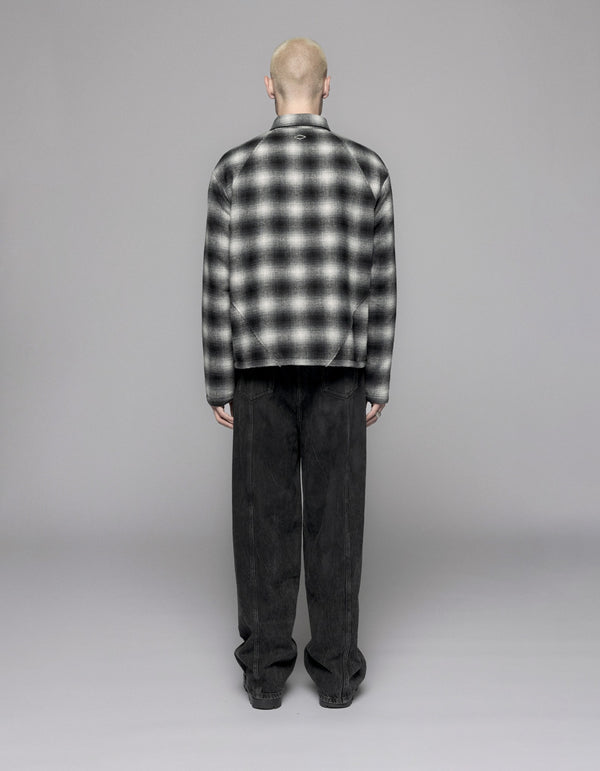 Han Kjobenhavn Padded Checked Overshirt - Dark Grey