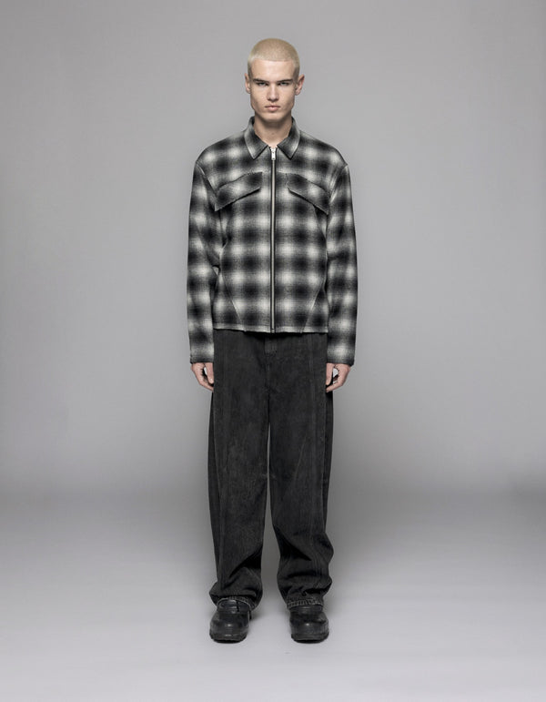han kjobenhavn Padded Checked Overshirt - Dark Grey