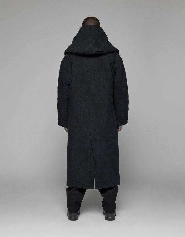 Han Kjobenhavn Padded Hood Jacquard Coat - Black