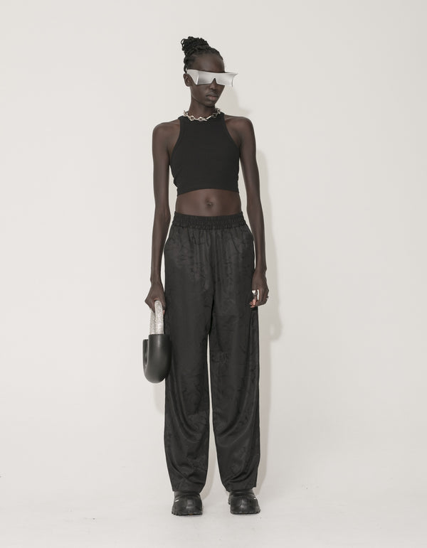 han kjobenhavn Ribbed Cropped Racer Top - Black