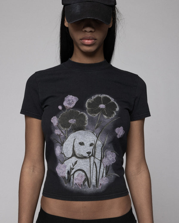Han Kjobenhavn Slim Flower Dog T-Shirt - Black