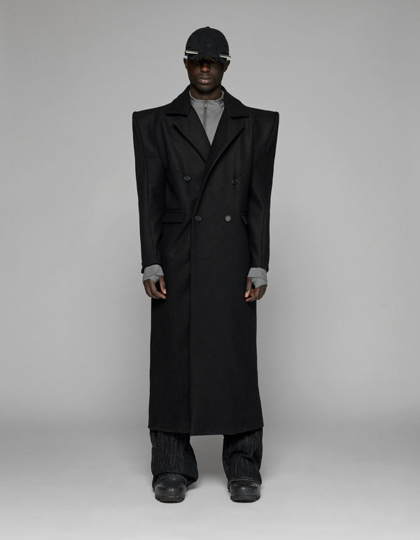 han kjobenhavn Wide Shoulder Tailored Coat - Black