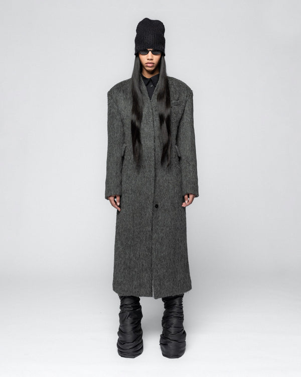 han kjobenhavn Wool Curved Collar Coat - Grey