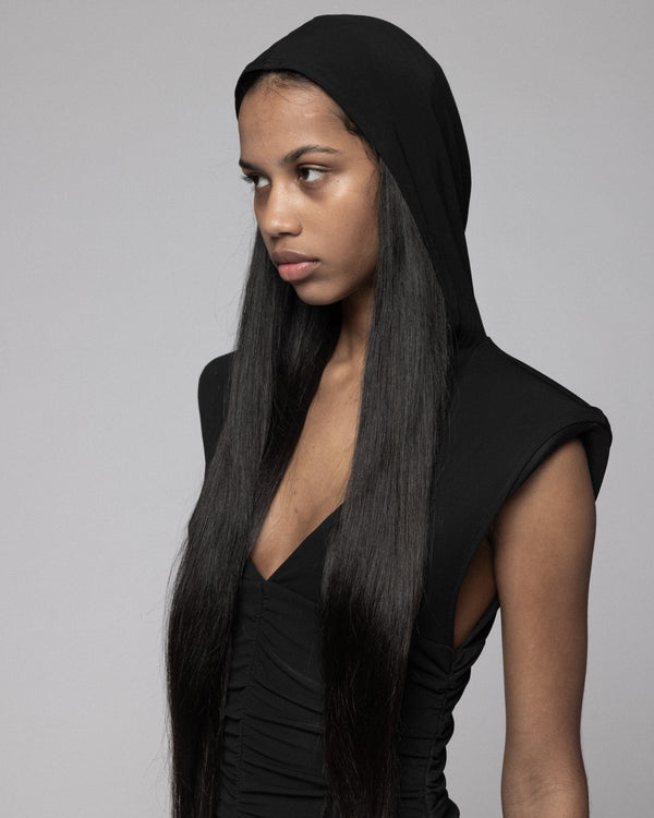 Han Kjobenhavn Heavy Crepe Jersey Hooded Dress - Anthracite Black