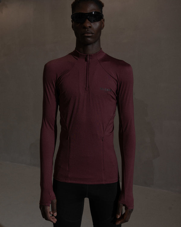 Han Kjobenhavn Technical Zip Long Sleeve Top - Blood Red