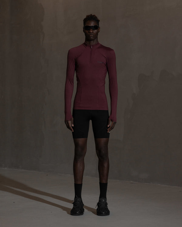 han kjobenhavn Technical Zip Long Sleeve Top - Blood Red