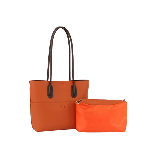 handbag republic 2 in 1 front pocket accent shopper tote bag Black