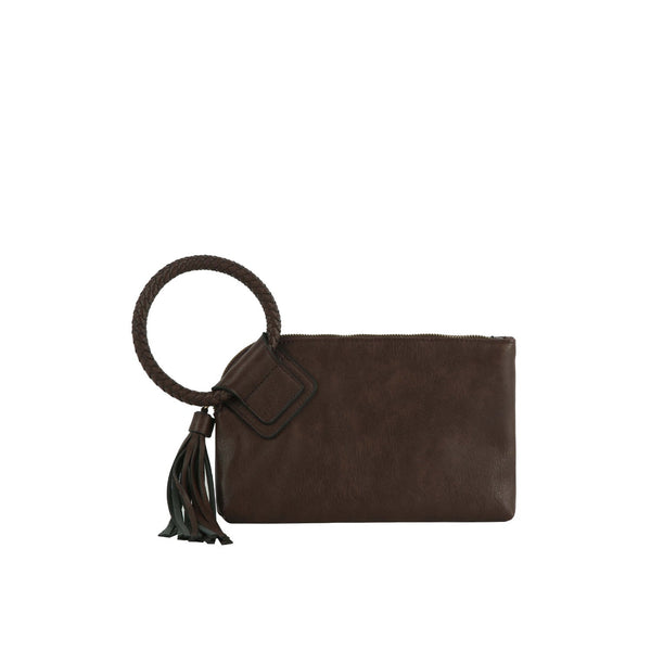 Handbag Republic Braided Ring Handle Wristlet Black