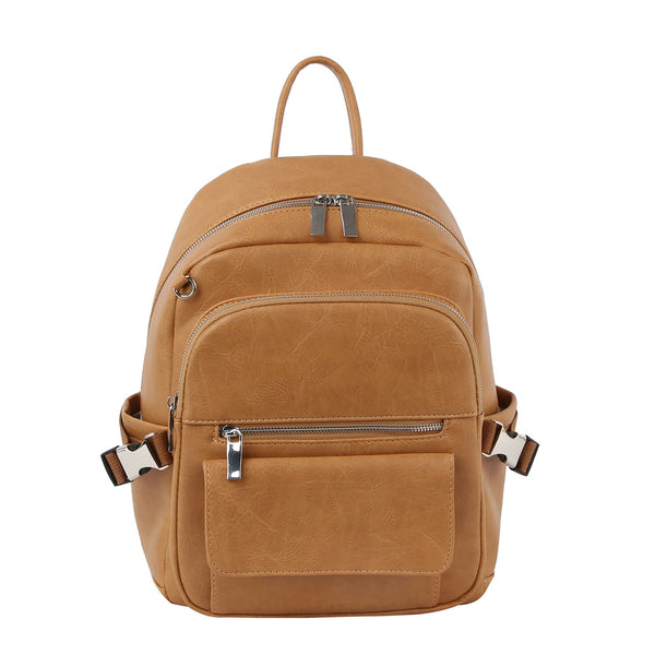 Handbag Republic Buckled Sides Backpack With Multi-pockets Tan