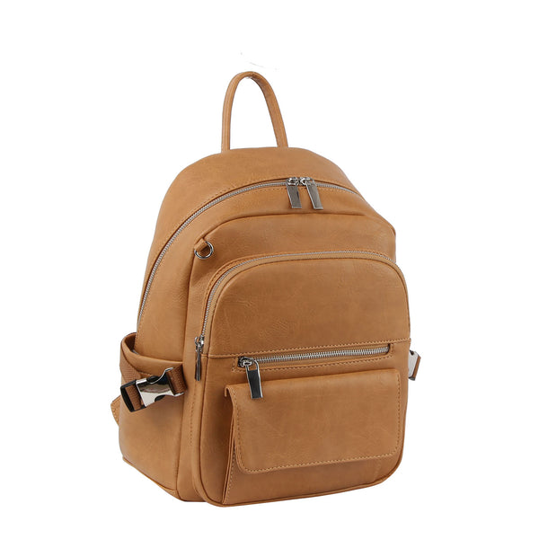 handbag republic Buckled sides backpack with multi-pockets Tan