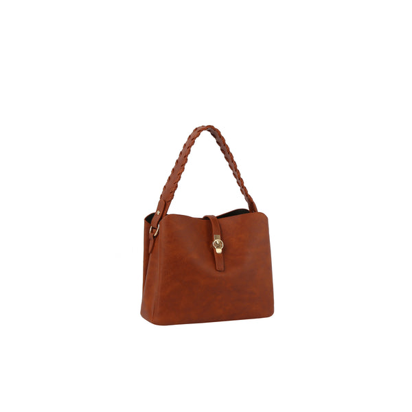 Handbag Republic Calin Collection Weaving Top Handle Detailed Multi-compartment Hobo Bag Shoulder Bag Black