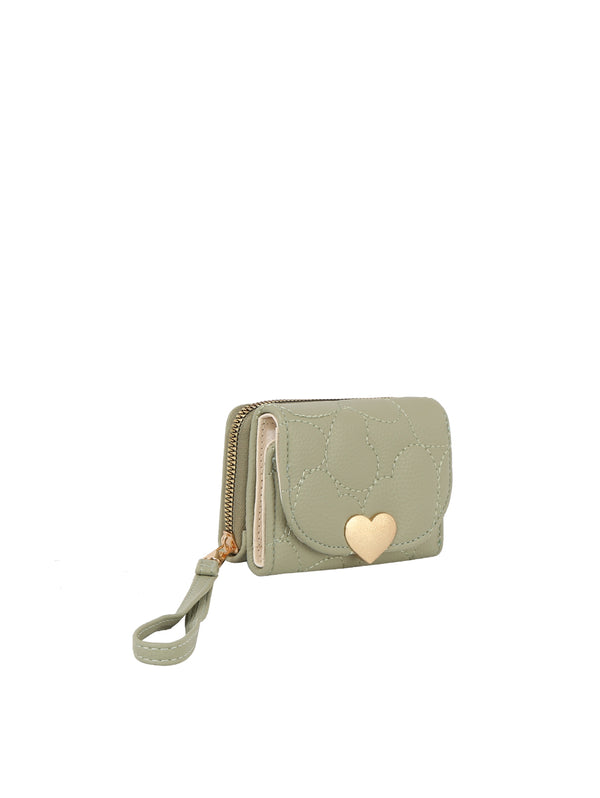 Handbag Republic Calin Heart Front Flap Wallet With A Wristlet Black