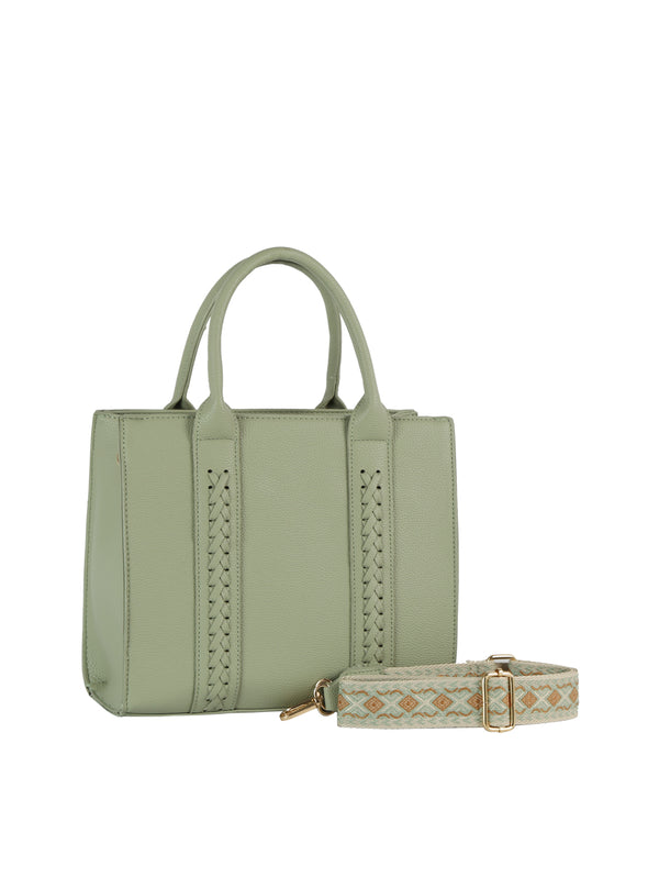 handbag republic Calin Weaving Detailed Satchel Black