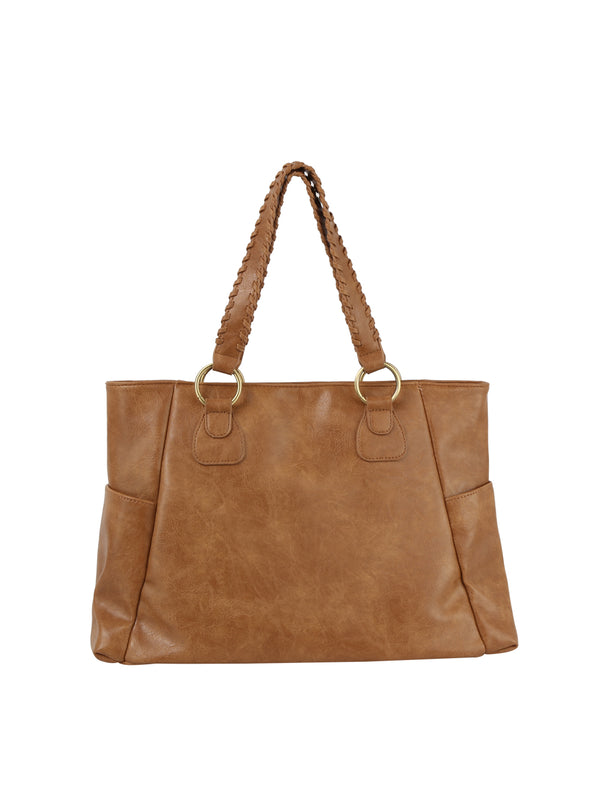 Handbag Republic Calin Whipstitch Top Handles Tote Black