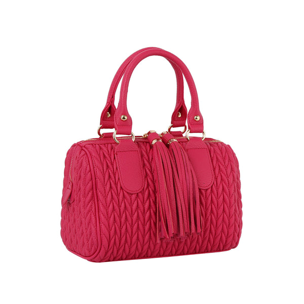 handbag republic Chevron quilted Tassel boston satchel bag Fuchsia