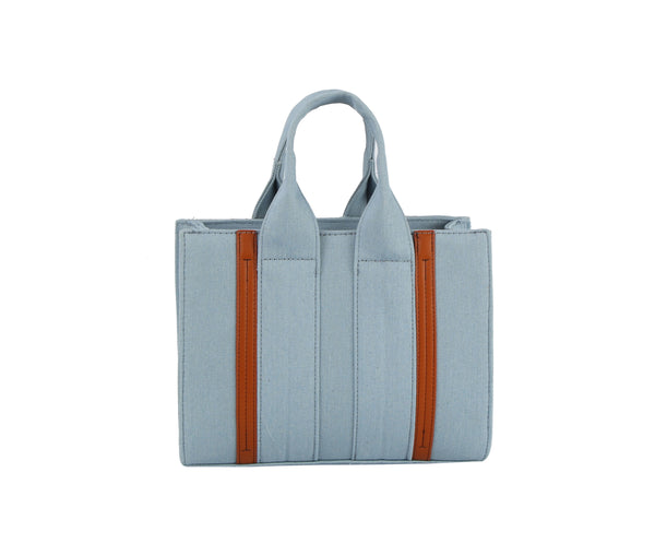 Handbag Republic Denim Front Stripe Boxy Satchel Bag Light Denim