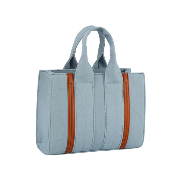 handbag republic Denim front stripe boxy satchel bag Light Denim