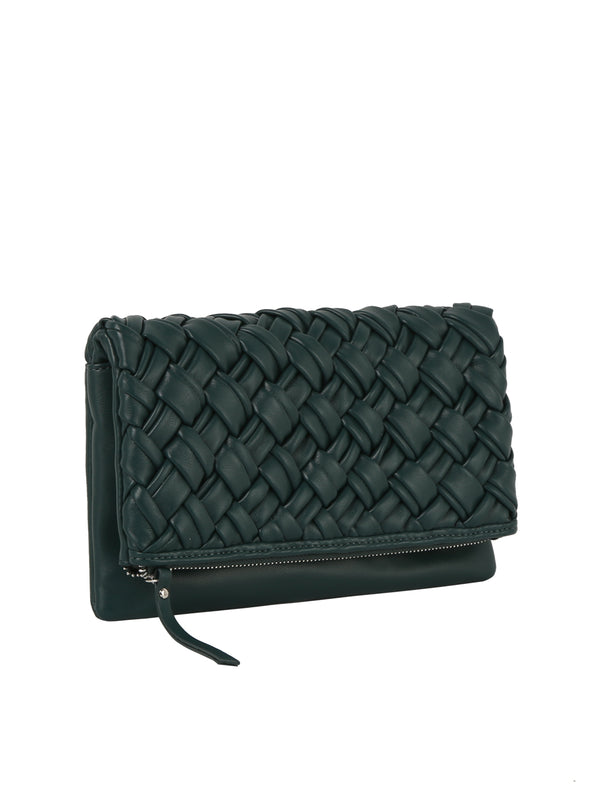 handbag republic ecostitch Woven Front Flap Clutch Black