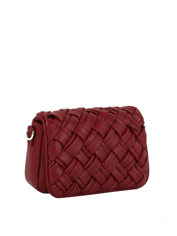 handbag republic ecostitch Woven Front Flap Crossbody Black