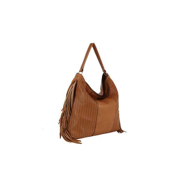 Handbag Republic Fringe And Lazer Cut Detailed Hobo Brown