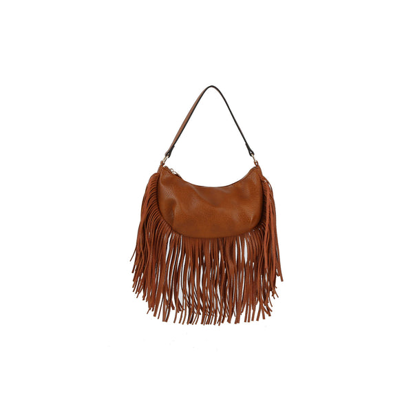 Handbag Republic Fringed Moon Shape Shoulder Bag Brown