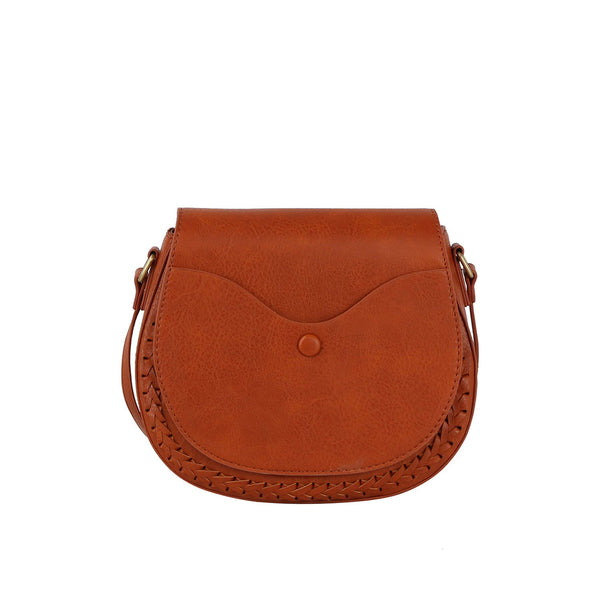 Handbag Republic Front Pocket Flap Whipstitching Detailed Saddle Black