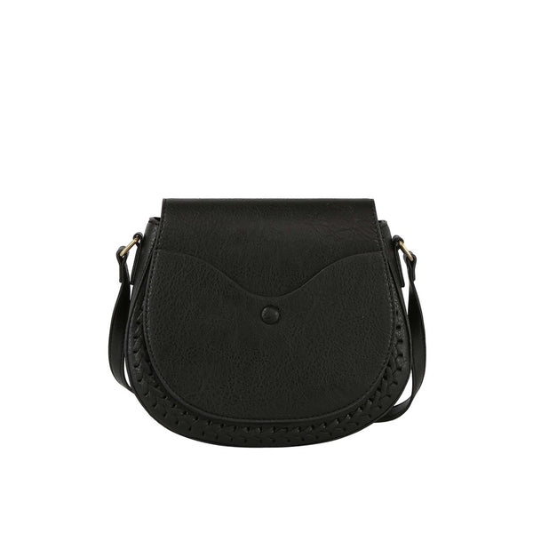 handbag republic Front pocket flap whipstitching detailed saddle Black