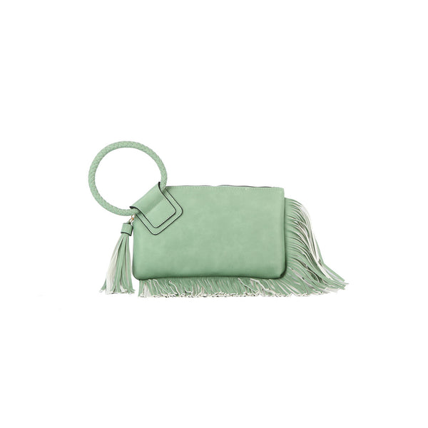 handbag republic Braided ring handle wristlet Mint