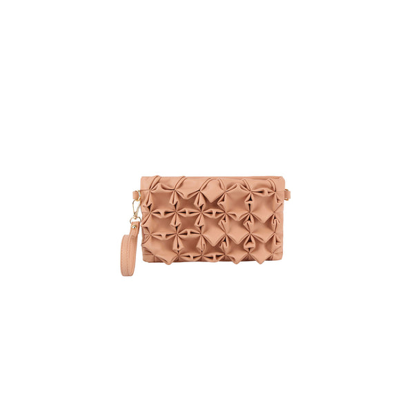 handbag republic Flower pattern ruched clutch Nude