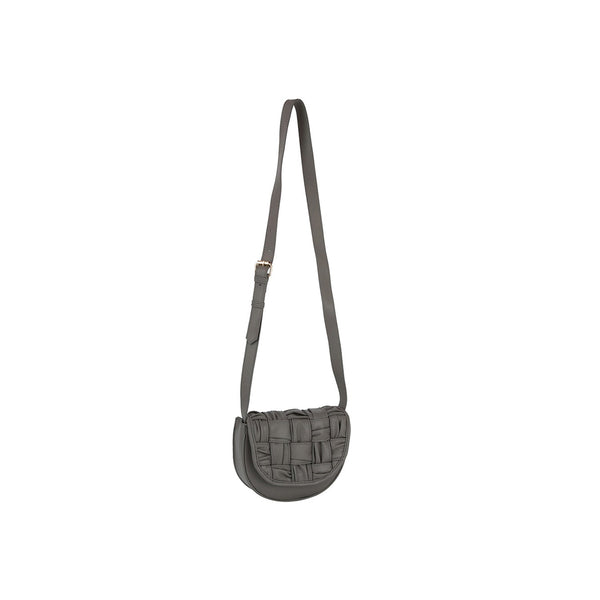 handbag republic Woven front flap saddle bag Grey
