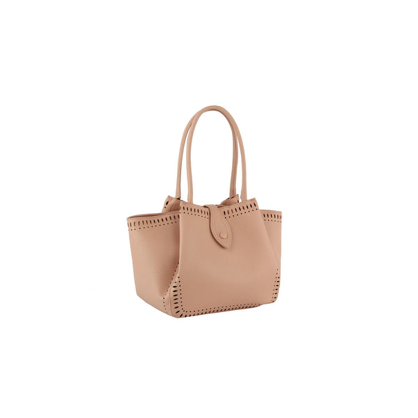 Handbag Republic Laser Cut Detailed Triple Compartment Tote Beige