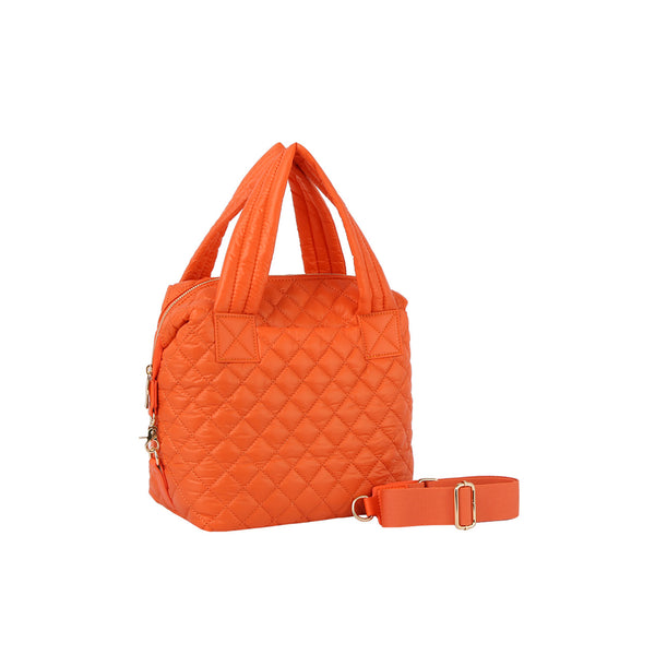 Handbag Republic Light Weight Puffer Quilted Satchel Travel Bag Orange