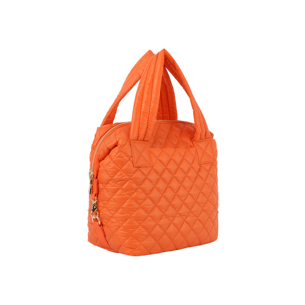 handbag republic Light weight puffer quilted satchel travel bag Orange handbag republic Light weight puffer quilted satchel travel bag Orange